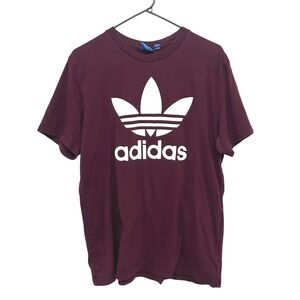 Adidas Trefoil Logo Tee L Burgundy Maroon Graphic Tee Streetwear Casual Sporty